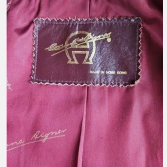 Vintage Etienne Aigner Burgundy Genuine Leather Jacket Blazer Size 10 Excellent - Picture 8 of 14